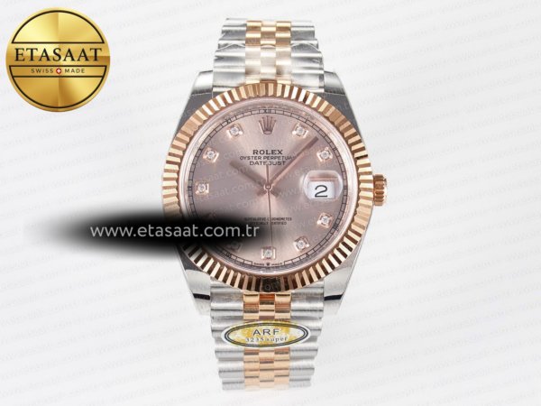 Rolex Datejust 41 126331 ARF RG Pırlantalı Kadran Ağır Kasa Eta Saat - 1:1 Süper Klon Replika Saat