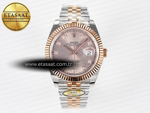 Rolex Datejust 41 126331 ARF RG Pırlantalı Kadran Ağır Kasa Eta Saat - 1:1 Süper Klon Replika Saat