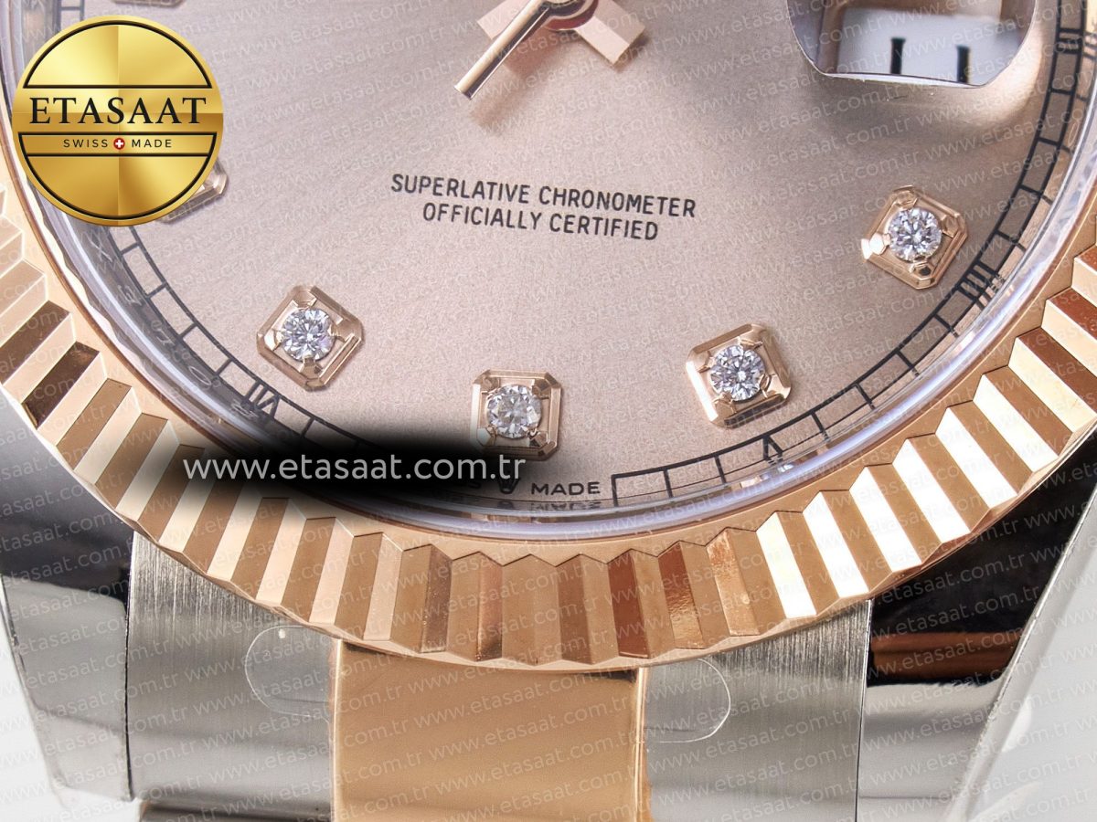 Rolex DateJust 41 126331 ARF 1:1 Best Edition 904L Steel RG Diamonds Dial on SS/RG Oyster Bracelet SH3235（Gain Weight） - Görsel 13