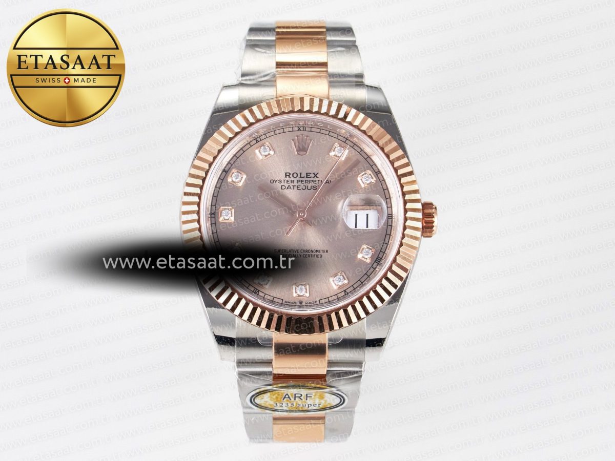 Rolex DateJust 41 126331 ARF 1:1 Best Edition 904L Steel RG Diamonds Dial on SS/RG Oyster Bracelet SH3235（Gain Weight） - Görsel 3