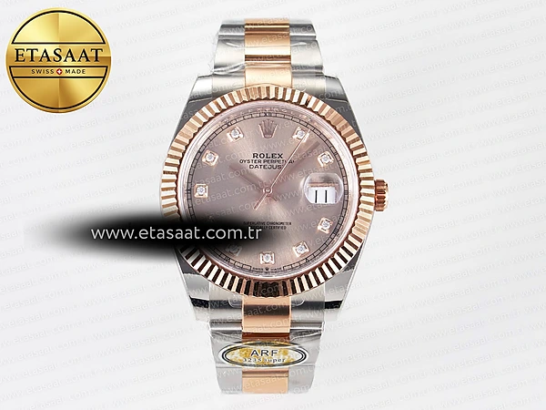 Rolex Datejust 41 126331 ARF RG Pırlantalı Kadran Ağır 11 Eta Saat - 1:1 Süper Klon Replika Saat