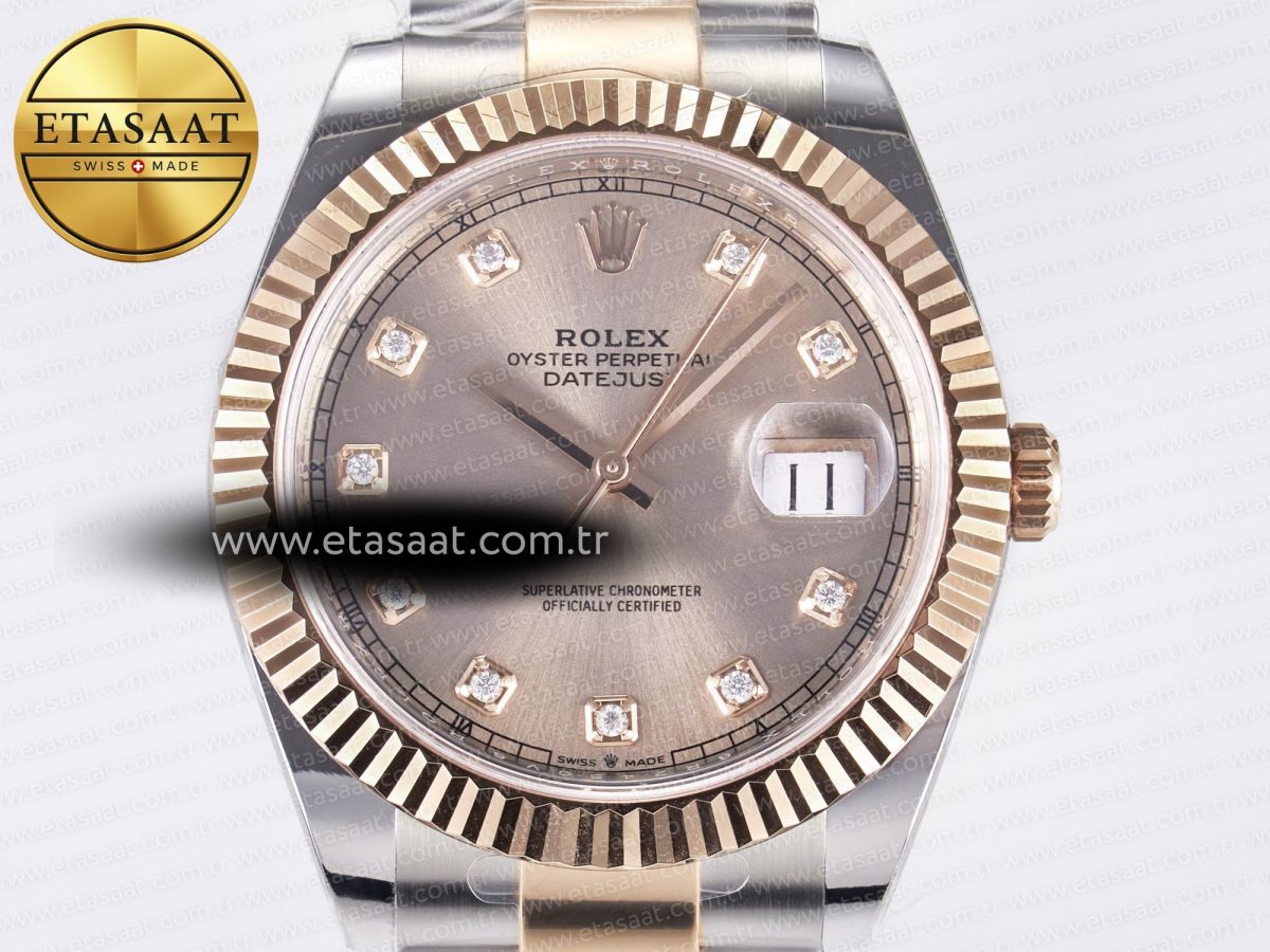 Rolex DateJust 41 126331 ARF 1:1 Best Edition 904L Steel RG Diamonds Dial on SS/RG Oyster Bracelet SH3235（Gain Weight） - Görsel 4