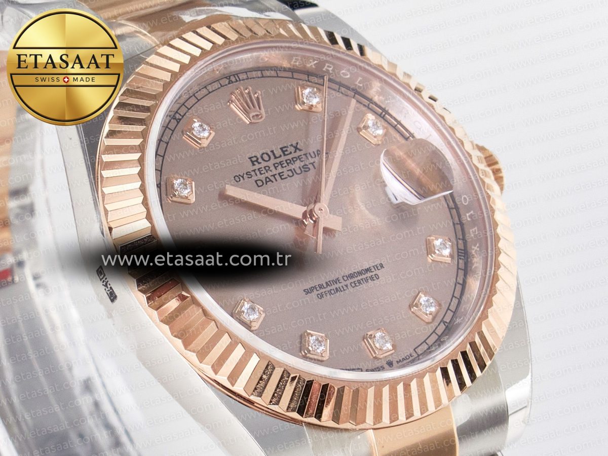 Rolex DateJust 41 126331 ARF 1:1 Best Edition 904L Steel RG Diamonds Dial on SS/RG Oyster Bracelet SH3235（Gain Weight） - Görsel 5
