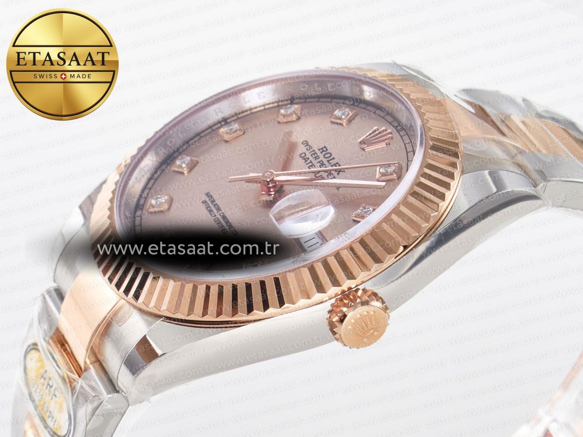 Rolex DateJust 41 126331 ARF 1:1 Best Edition 904L Steel RG Diamonds Dial on SS/RG Oyster Bracelet SH3235（Gain Weight） - Görsel 6
