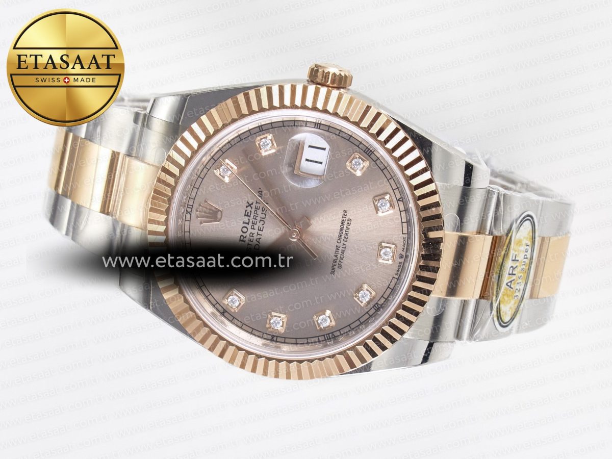 Rolex DateJust 41 126331 ARF 1:1 Best Edition 904L Steel RG Diamonds Dial on SS/RG Oyster Bracelet SH3235（Gain Weight） - Görsel 9