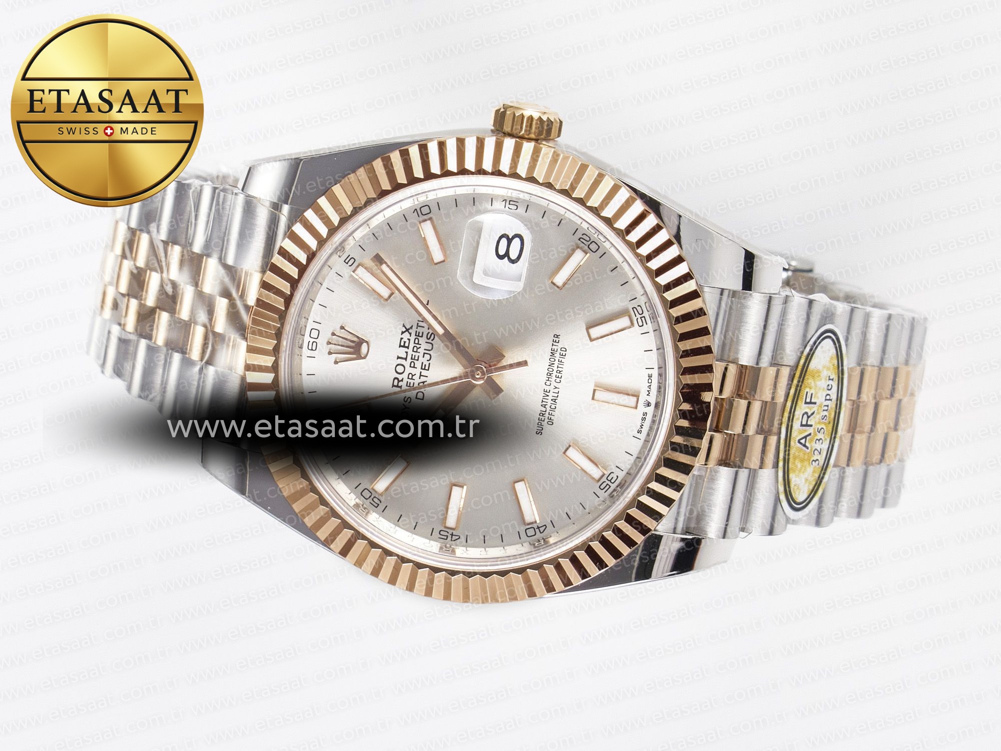 DateJust 41 126331 ARF 1:1 Best Edition 904L Steel Silver Dial on SS/RG Jubilee Bracelet SH3235(Gain Weight) - Resim 9 Rolex DateJust 41 126331 ARF 1:1 Best Edition 904L Steel Silver Dial on SS/RG Jubilee Bracelet SH3235(Gain Weight) - Görsel 9