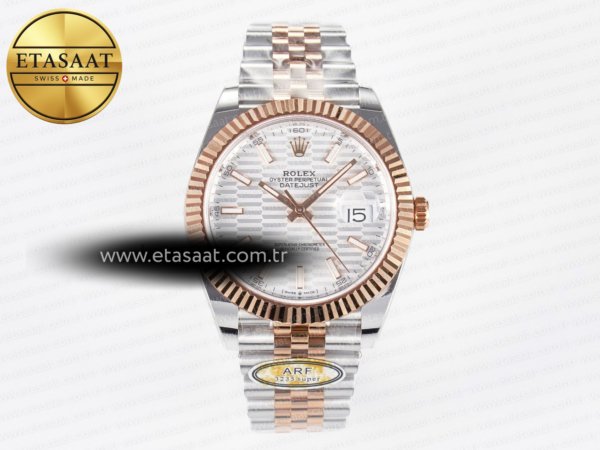 Rolex Datejust 126331 Çelik Gümüş Dokulu Kadran SH3235 Eta Saat - 1:1 Süper Klon Replika Saat