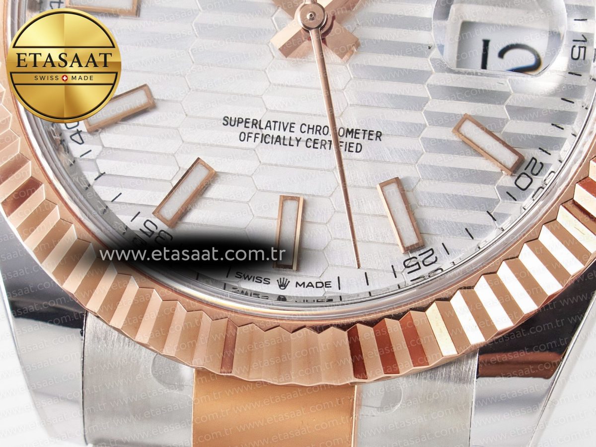 Rolex DateJust 41 126331 ARF 1:1 Best Edition 904L Steel Silver Textured Dial on SS/RG Oyster Bracelet SH3235（Gain Weight） - Görsel 13