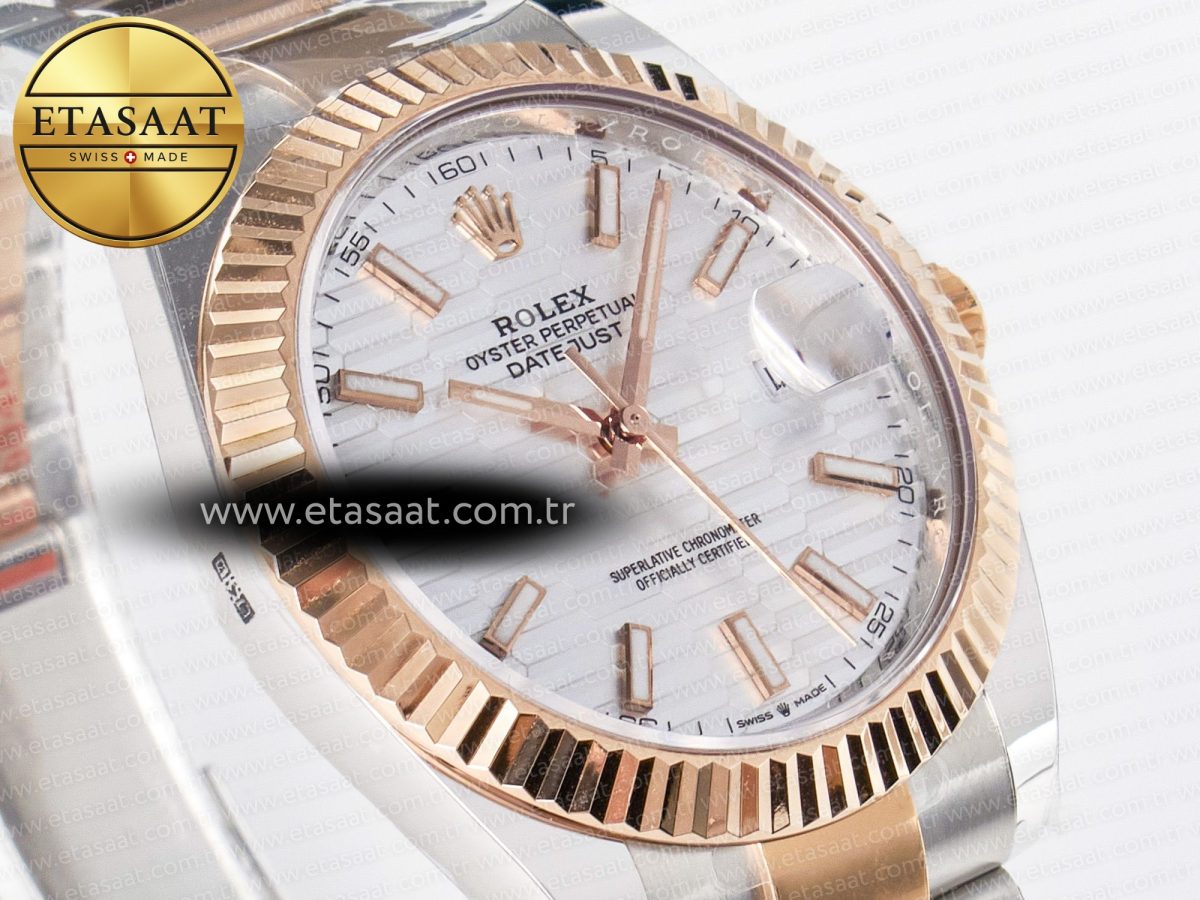 Rolex DateJust 41 126331 ARF 1:1 Best Edition 904L Steel Silver Textured Dial on SS/RG Oyster Bracelet SH3235（Gain Weight） - Görsel 5