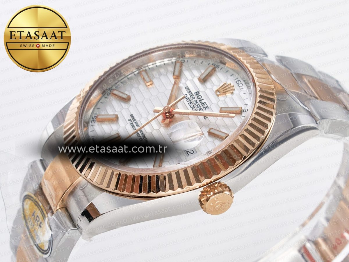 Rolex DateJust 41 126331 ARF 1:1 Best Edition 904L Steel Silver Textured Dial on SS/RG Oyster Bracelet SH3235（Gain Weight） - Görsel 6