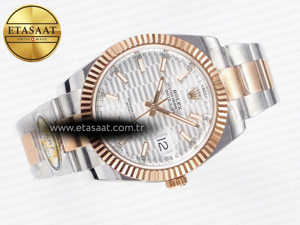 Rolex DateJust 41 126331 ARF 1:1 Best Edition 904L Steel Silver Textured Dial on SS/RG Oyster Bracelet SH3235（Gain Weight） - Görsel 8