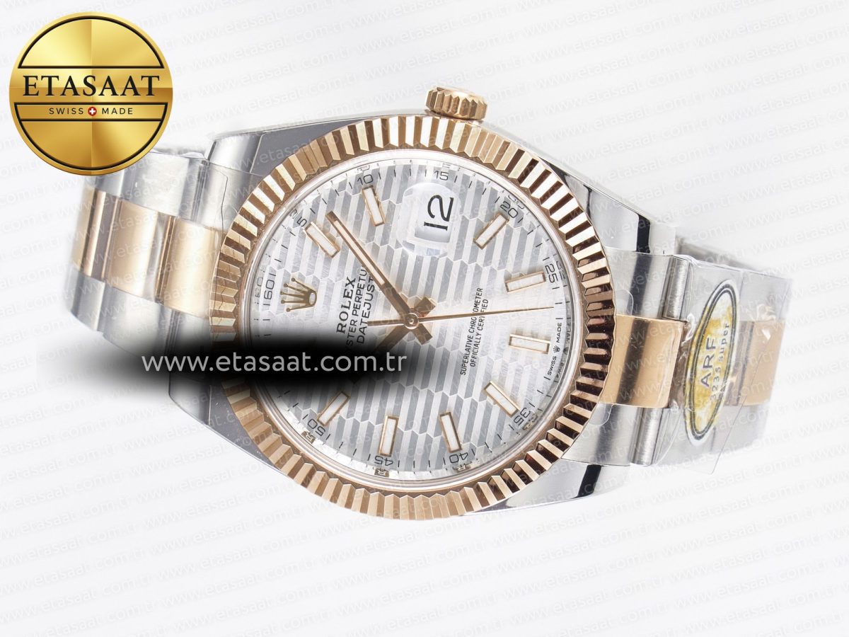 Rolex DateJust 41 126331 ARF 1:1 Best Edition 904L Steel Silver Textured Dial on SS/RG Oyster Bracelet SH3235（Gain Weight） - Görsel 9