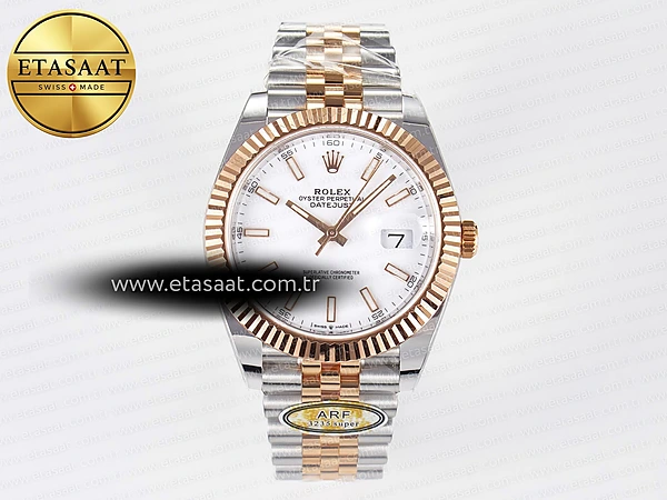 Rolex Datejust 41 126331 ARF Beyaz Kadran Jubilee Ağır Kasa Eta Saat - 1:1 Süper Klon Replika Saat