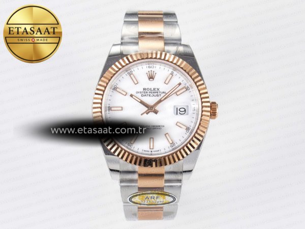 Rolex Datejust 41 126331 ARF Beyaz Kadran Oyster Ağır Kasa Eta Saat - 1:1 Süper Klon Replika Saat
