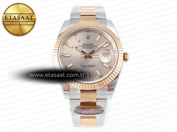 Rolex Datejust 41 126331 Clean Rg Champagne Kadran VR3235 Eta Saat - 1:1 Süper Klon Replika Saat