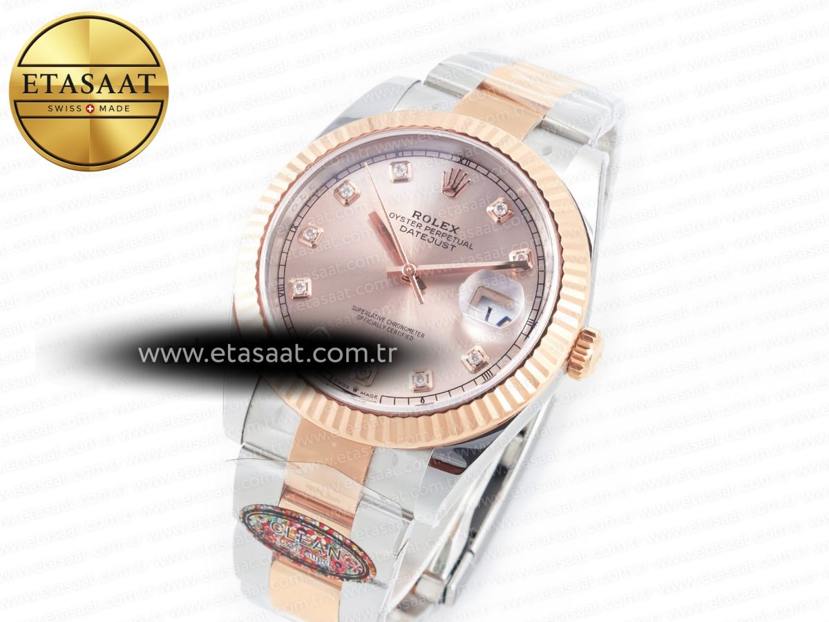 Rolex DateJust 41 126331 Clean 904L SS/RG 1:1 Best Edition Rose Gold Diamond Dial on Oyster Bracelet VR3235 - Görsel 1
