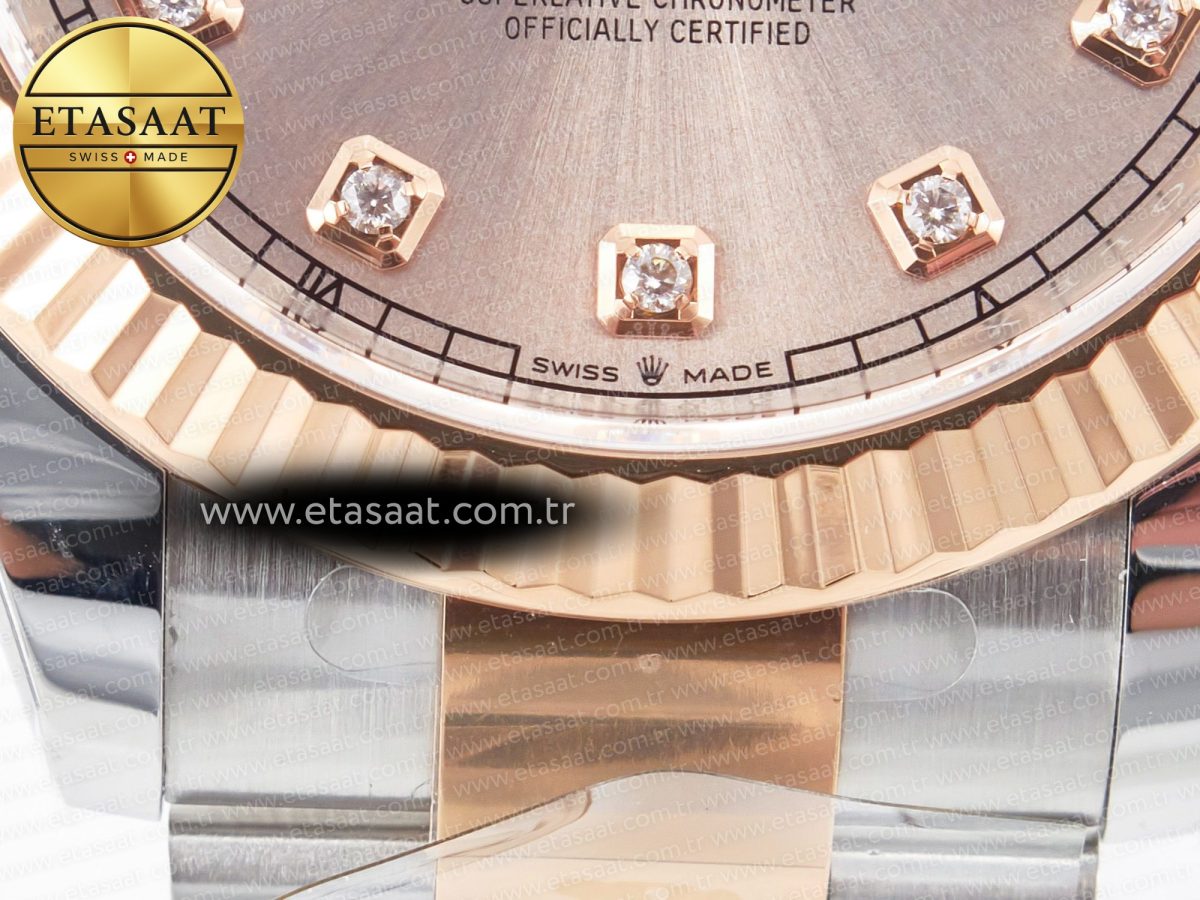 Rolex DateJust 41 126331 Clean 904L SS/RG 1:1 Best Edition Rose Gold Diamond Dial on Oyster Bracelet VR3235 - Görsel 13