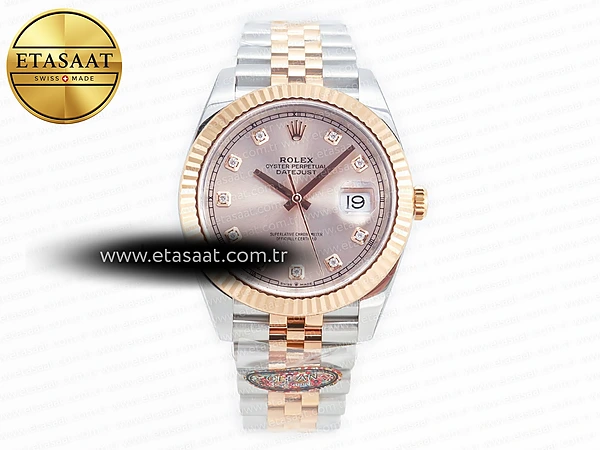 Rolex Datejust 41 126331 Clean Rg Pembe Altın VR3235 904L Eta Saat - 1:1 Süper Klon Replika Saat