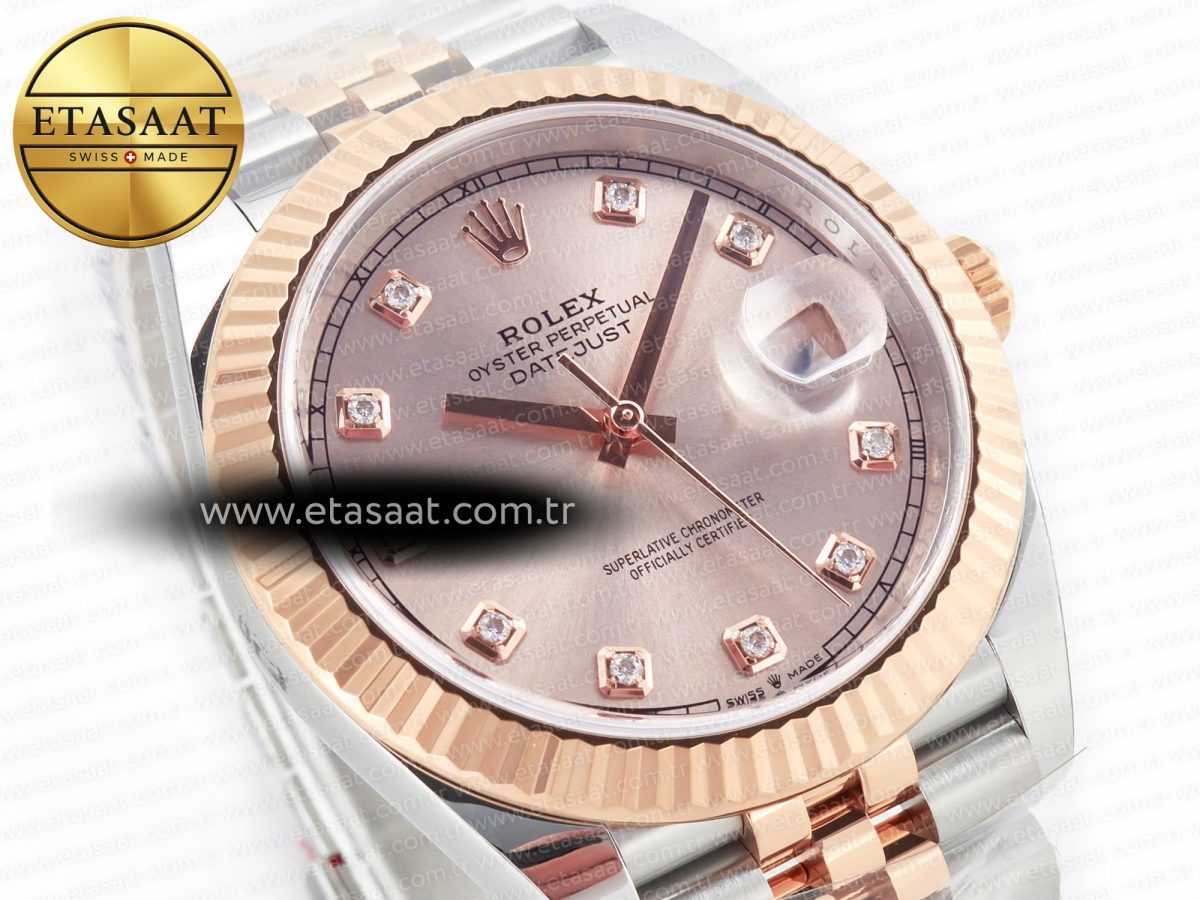 Rolex DateJust 41 126331 Clean 904L SS/RG 1:1 Best Edition Rose Gold Diamond Dial on SS/RG Jubilee Bracelet VR3235 - Görsel 5