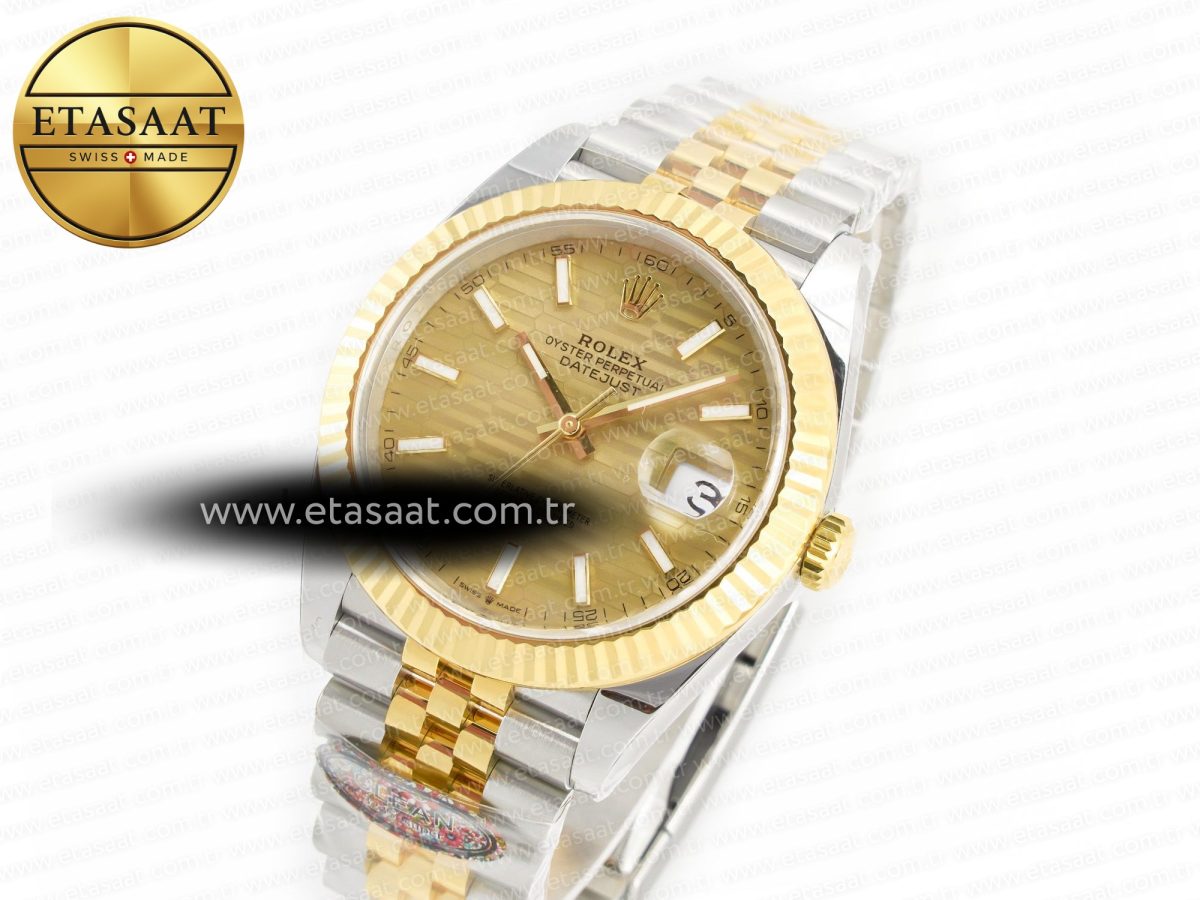Rolex DateJust 41 126333 Clean 1:1 Best Edition 904L Steel YG Textured Dial on SS/YG Jubilee Bracelet VR3235 - Görsel 1