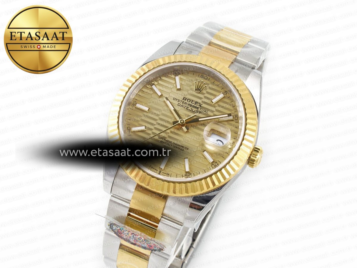 Rolex DateJust 41 126333 Clean 1:1 Best Edition 904L Steel YG Textured Dial on SS/YG Oyster Bracelet VR3235 - Görsel 1