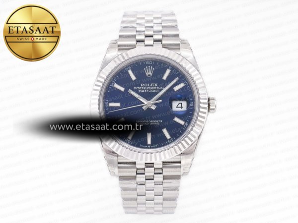 Rolex Datejust 41 126334 VSF Mavi Kadran Jubilee VS3235v Eta Saat - 1:1 Süper Klon Replika Saat