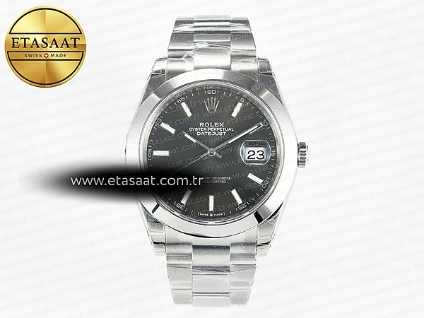 Rolex Datejust 41 126334 VSF Gri Kadran Oyster VS3235 Eta Saat Eta Saat - 1:1 Süper Klon Replika Saat