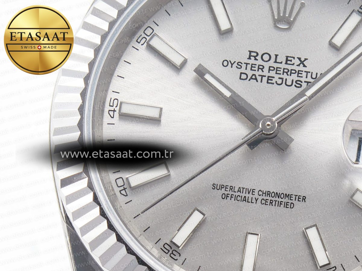 Rolex DateJust 41 126334 Fluted Bezel ARF 1:1 Best Edition 904L Steel Silver Stick Dial on Jubilee Bracelet VR3235 - Görsel 10