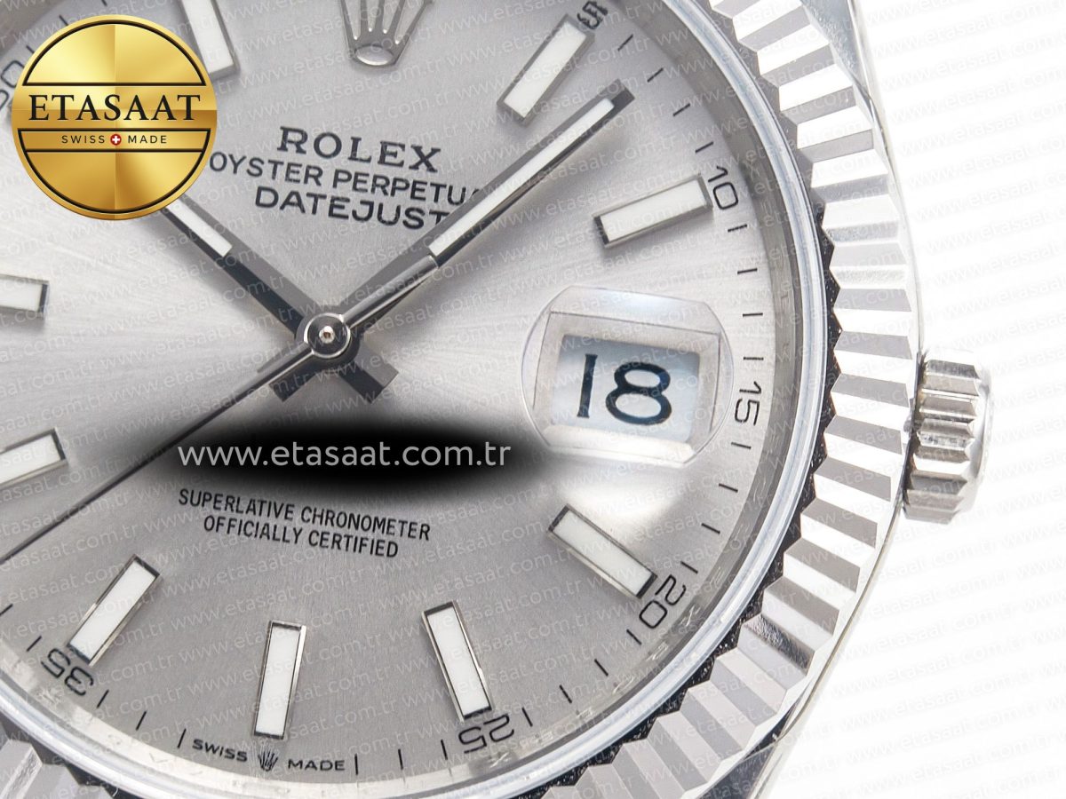 Rolex DateJust 41 126334 Fluted Bezel ARF 1:1 Best Edition 904L Steel Silver Stick Dial on Jubilee Bracelet VR3235 - Görsel 12