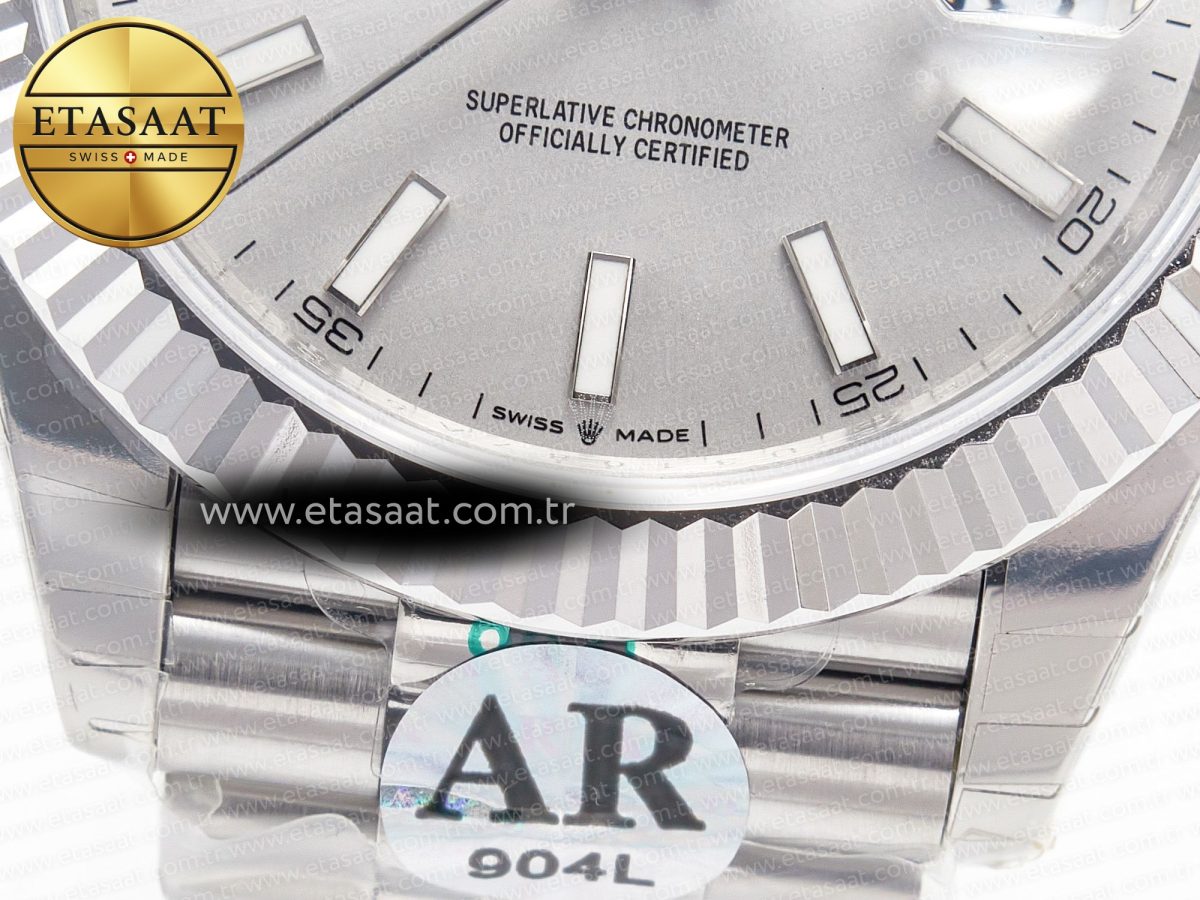 Rolex DateJust 41 126334 Fluted Bezel ARF 1:1 Best Edition 904L Steel Silver Stick Dial on Jubilee Bracelet VR3235 - Görsel 13