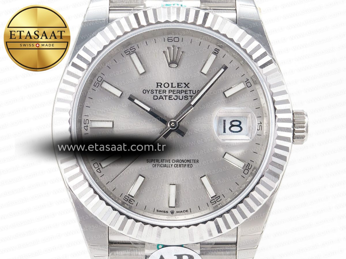 Rolex DateJust 41 126334 Fluted Bezel ARF 1:1 Best Edition 904L Steel Silver Stick Dial on Jubilee Bracelet VR3235 - Görsel 4