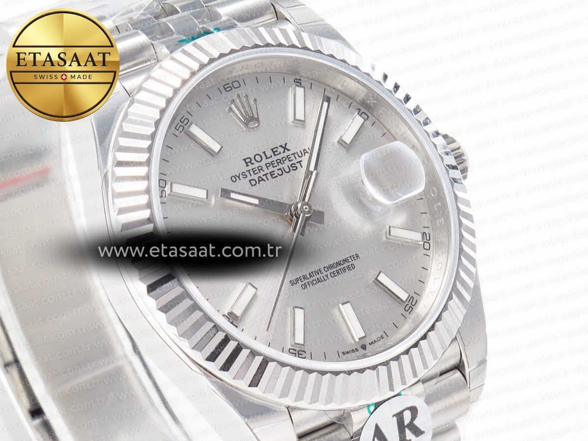 Rolex DateJust 41 126334 Fluted Bezel ARF 1:1 Best Edition 904L Steel Silver Stick Dial on Jubilee Bracelet VR3235 - Görsel 5