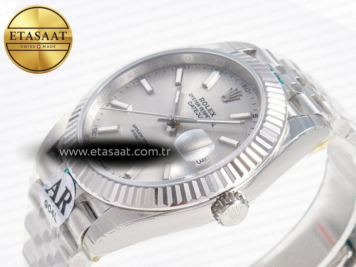 Rolex DateJust 41 126334 Fluted Bezel ARF 1:1 Best Edition 904L Steel Silver Stick Dial on Jubilee Bracelet VR3235 - Görsel 6