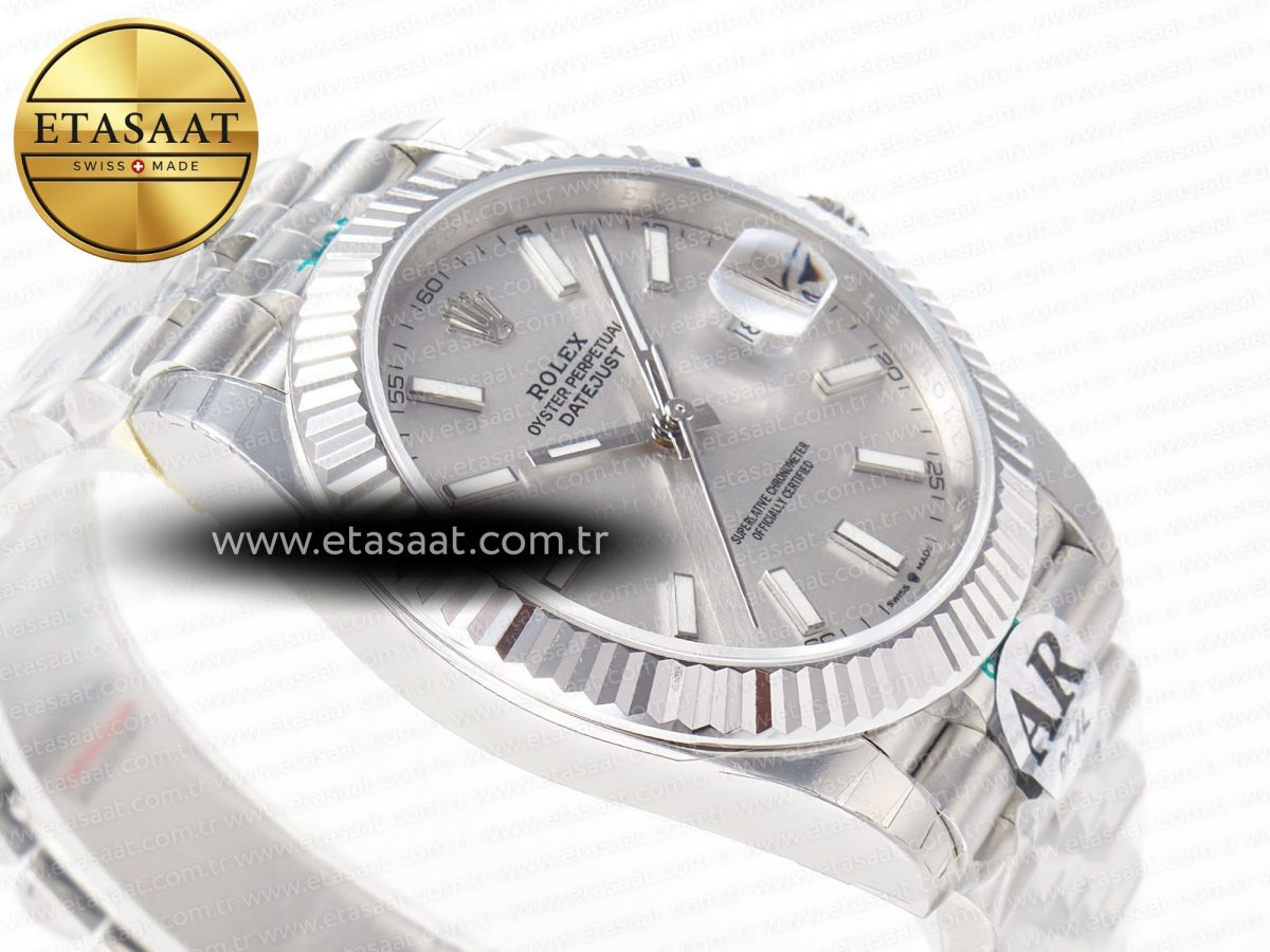 Rolex DateJust 41 126334 Fluted Bezel ARF 1:1 Best Edition 904L Steel Silver Stick Dial on Jubilee Bracelet VR3235 - Görsel 7