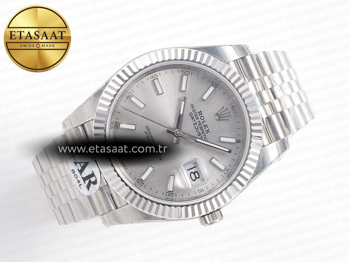 Rolex DateJust 41 126334 Fluted Bezel ARF 1:1 Best Edition 904L Steel Silver Stick Dial on Jubilee Bracelet VR3235 - Görsel 8