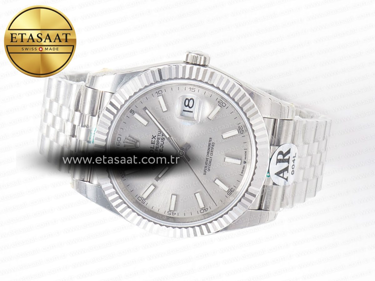 Rolex DateJust 41 126334 Fluted Bezel ARF 1:1 Best Edition 904L Steel Silver Stick Dial on Jubilee Bracelet VR3235 - Görsel 9