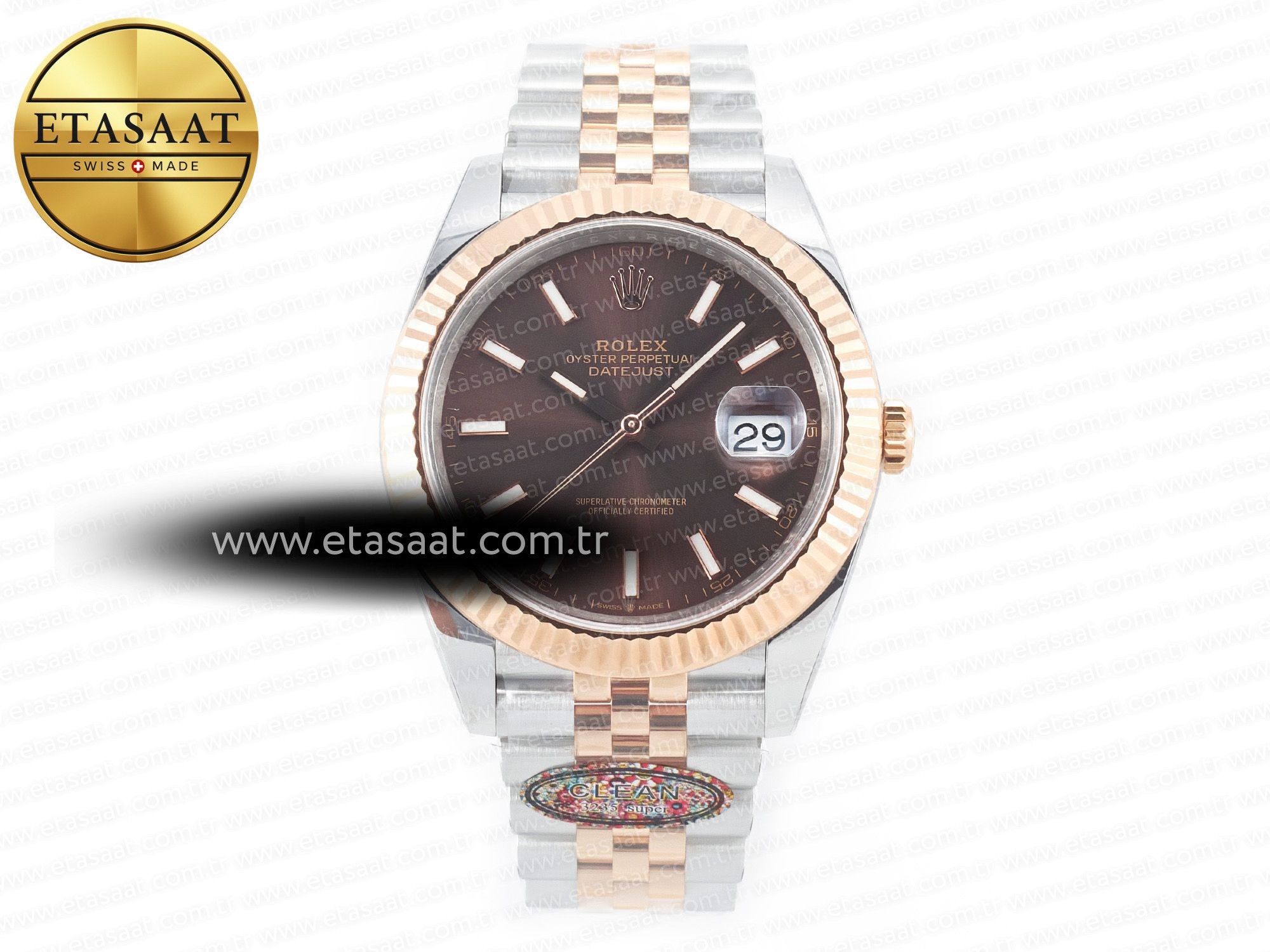 Rolex Datejust 41mm 126331 Rg Clean Kahve Kadran VR3235 Eta Saat - 1:1 Süper Klon Replika Saat Rolex Datejust 41mm 126331 Rg Clean Kahve Kadran VR3235 Eta Saat - 1:1 Süper Klon Replika Saat