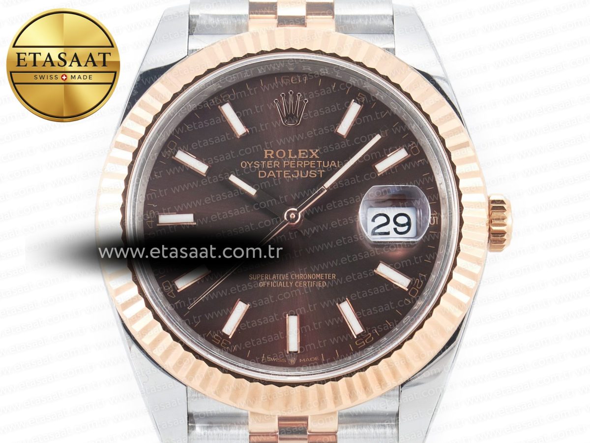 Rolex DateJust 41mm 126331 904L SS/RG Clean 1:1 Best Edition Brown Dial on Jubilee Bracelet VR3235 - Görsel 4