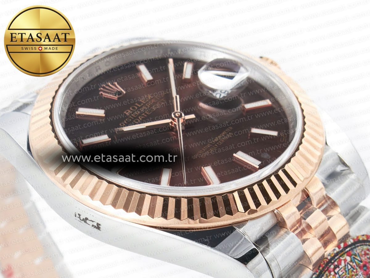 Rolex DateJust 41mm 126331 904L SS/RG Clean 1:1 Best Edition Brown Dial on Jubilee Bracelet VR3235 - Görsel 7