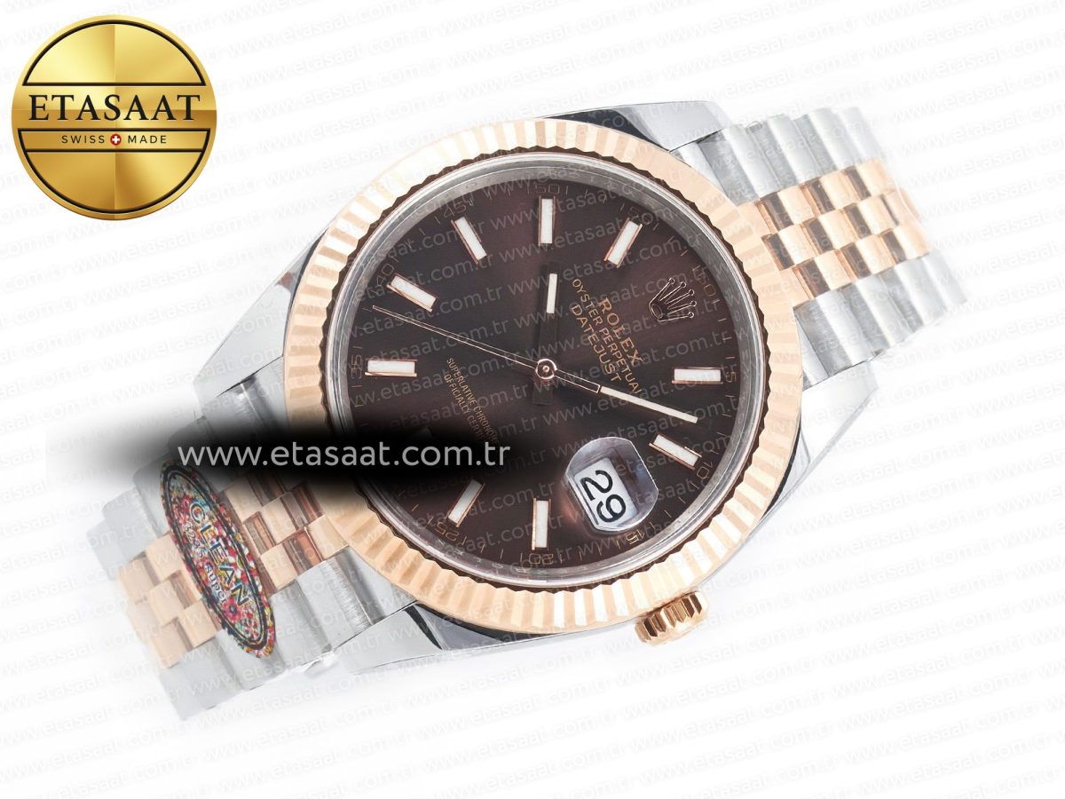 Rolex DateJust 41mm 126331 904L SS/RG Clean 1:1 Best Edition Brown Dial on Jubilee Bracelet VR3235 - Görsel 8