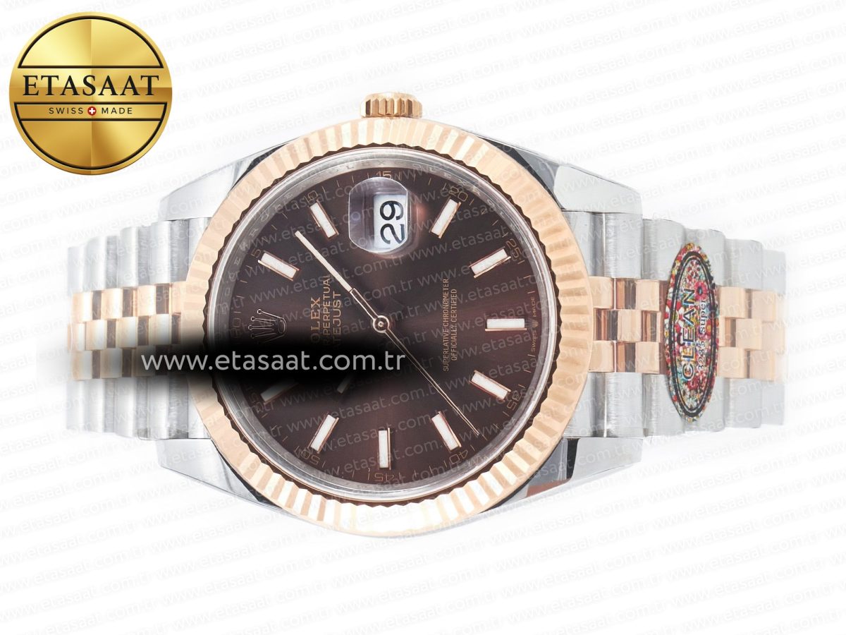Rolex DateJust 41mm 126331 904L SS/RG Clean 1:1 Best Edition Brown Dial on Jubilee Bracelet VR3235 - Görsel 9