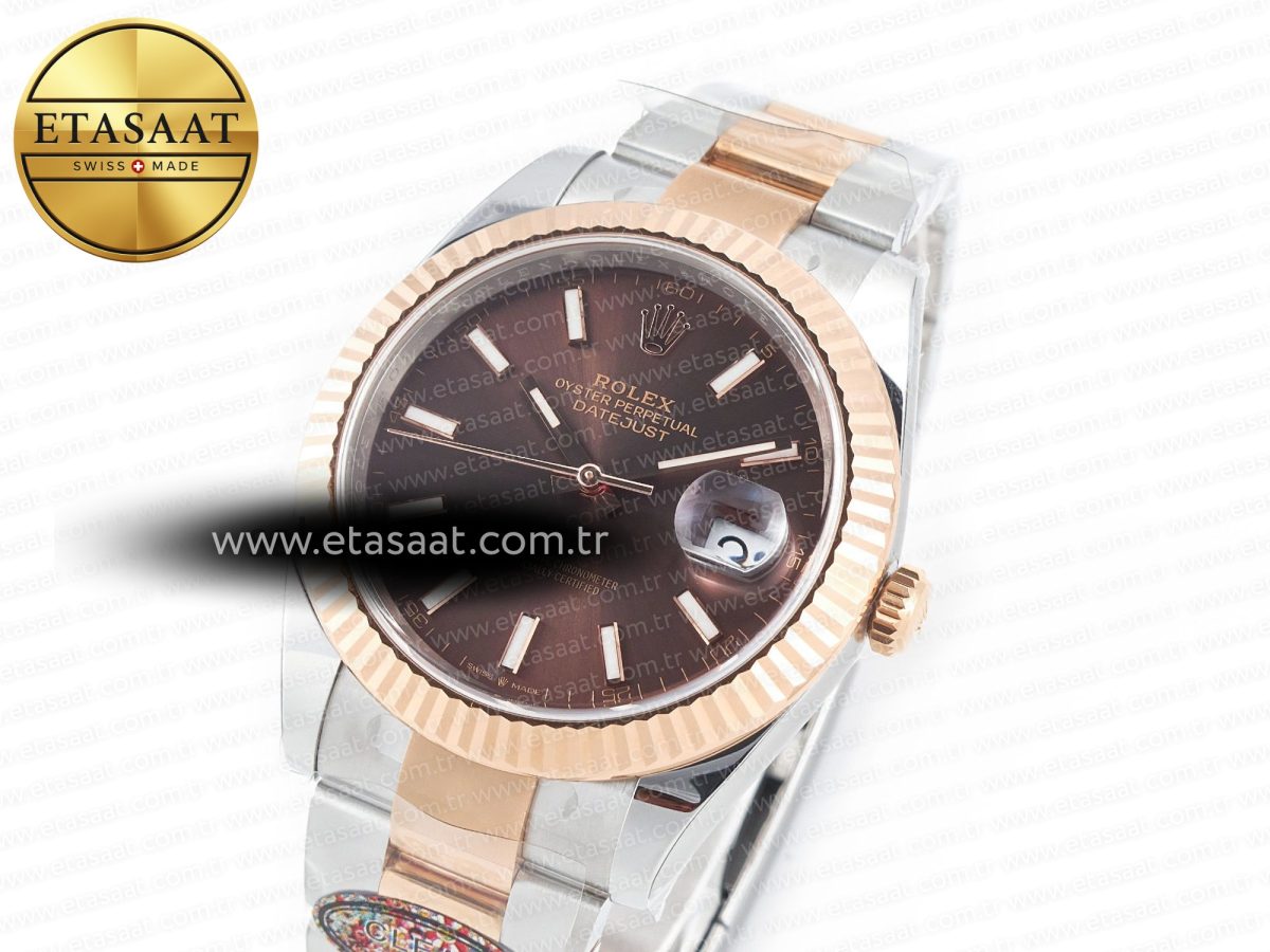 Rolex DateJust 41mm 126331 904L SS/RG Clean 1:1 Best Edition Brown Dial on Oyster Bracelet VR3235 - Görsel 1