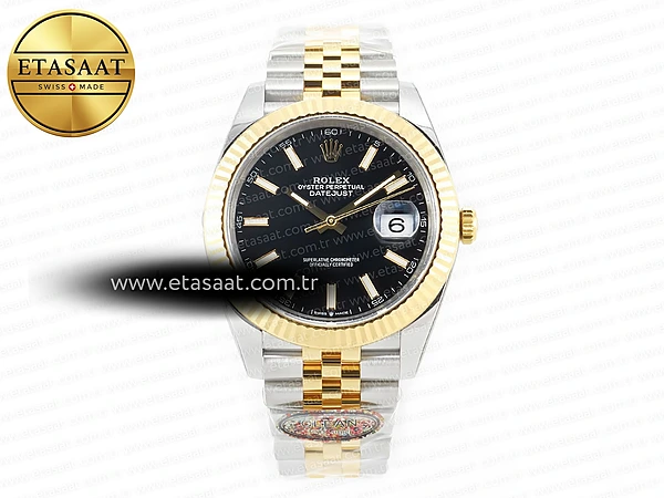 Rolex Datejust 41mm 126333 Clean Siyah Çizgi Kadran VR3235 Eta Saat - 1:1 Süper Klon Replika Saat