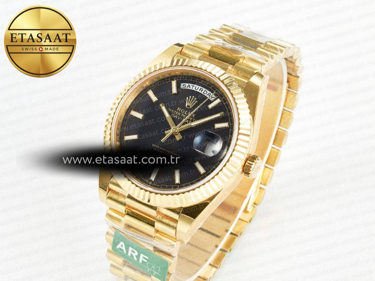 Rolex DayDate 40 228238 ARF 904L Steel Black Stick Dial on President Bracelet VR3255 - Görsel 1