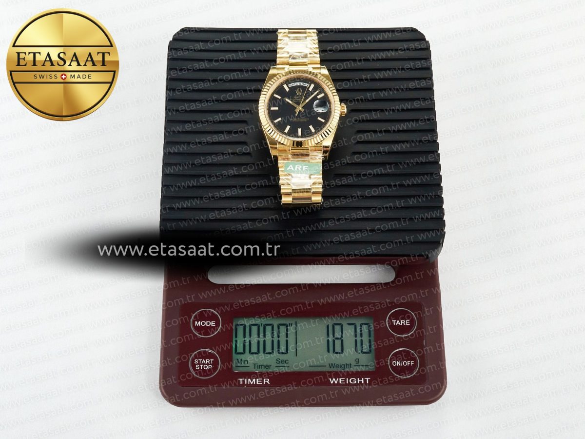 Rolex DayDate 40 228238 ARF 904L Steel Black Stick Dial on President Bracelet VR3255 - Görsel 33