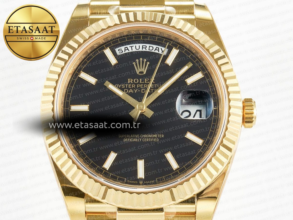 Rolex DayDate 40 228238 ARF 904L Steel Black Stick Dial on President Bracelet VR3255 - Görsel 4