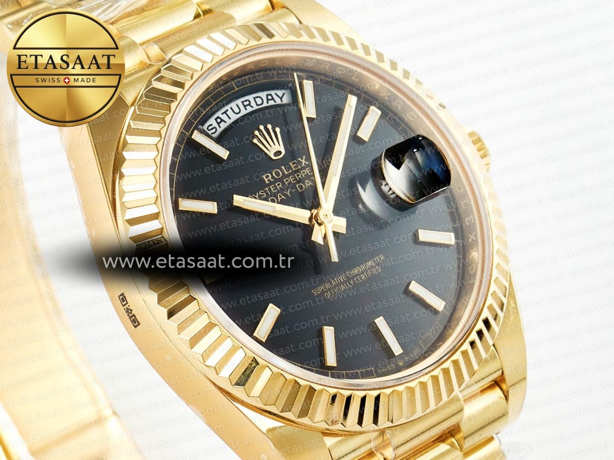 Rolex DayDate 40 228238 ARF 904L Steel Black Stick Dial on President Bracelet VR3255 - Görsel 5