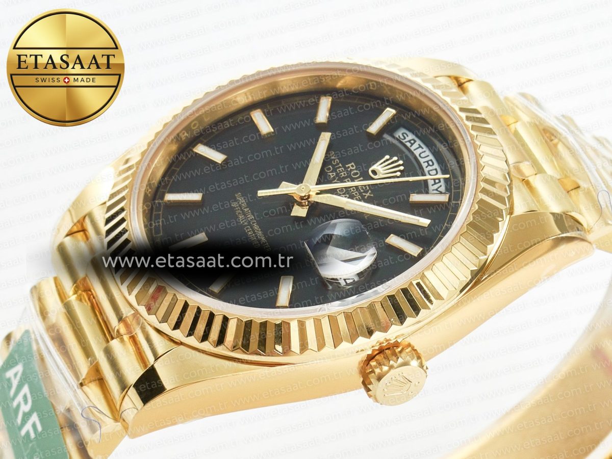 Rolex DayDate 40 228238 ARF 904L Steel Black Stick Dial on President Bracelet VR3255 - Görsel 6