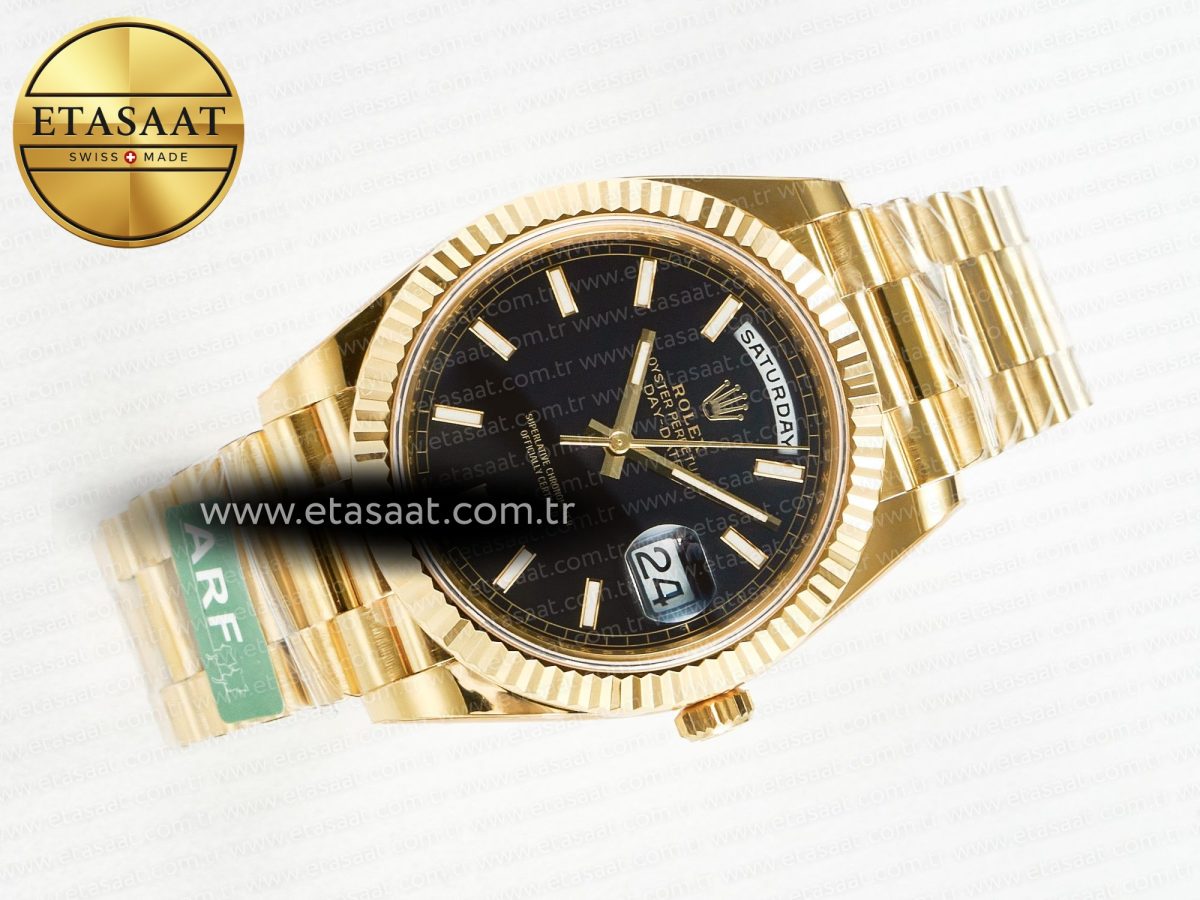 Rolex DayDate 40 228238 ARF 904L Steel Black Stick Dial on President Bracelet VR3255 - Görsel 8