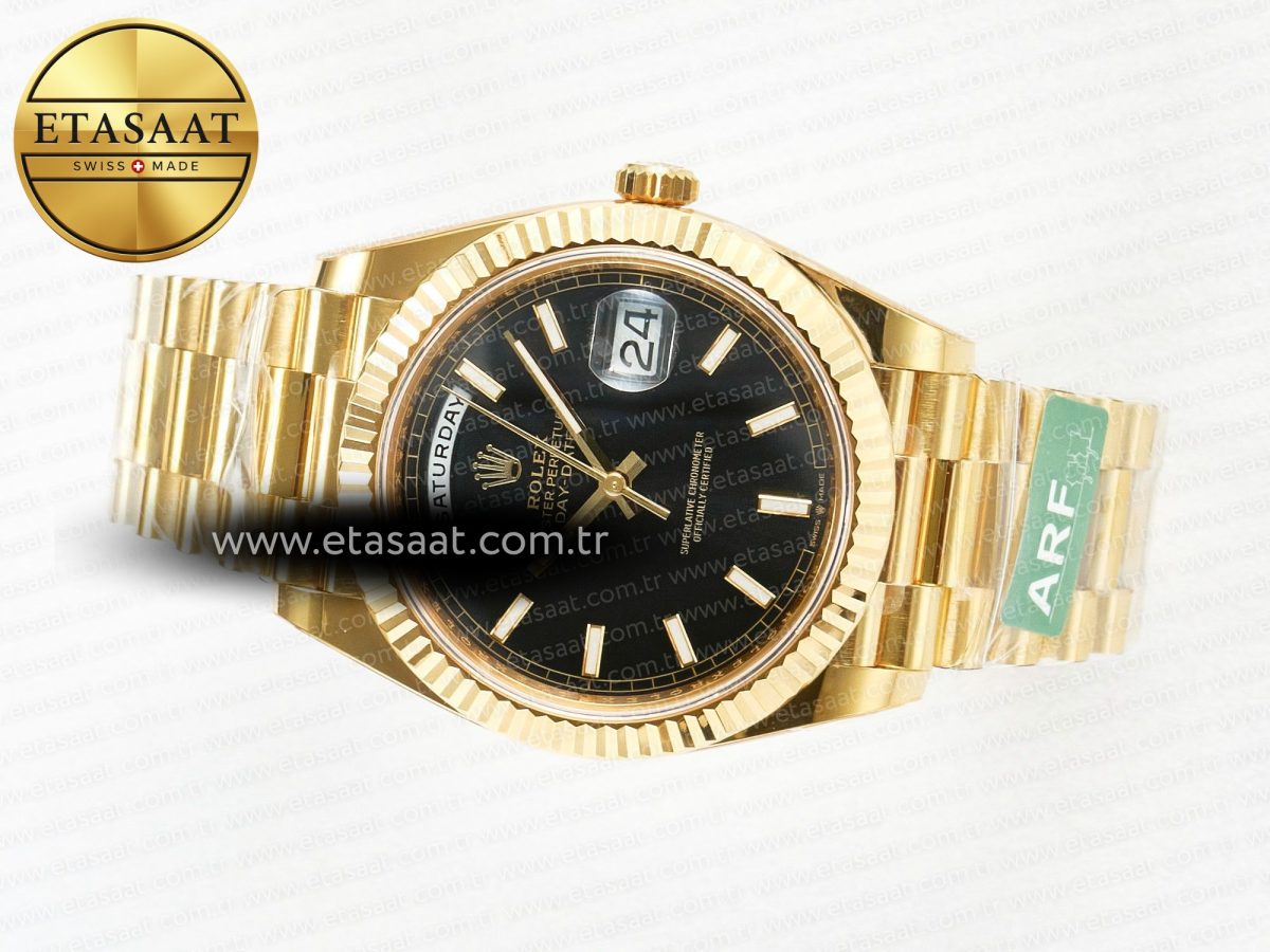 Rolex DayDate 40 228238 ARF 904L Steel Black Stick Dial on President Bracelet VR3255 - Görsel 9